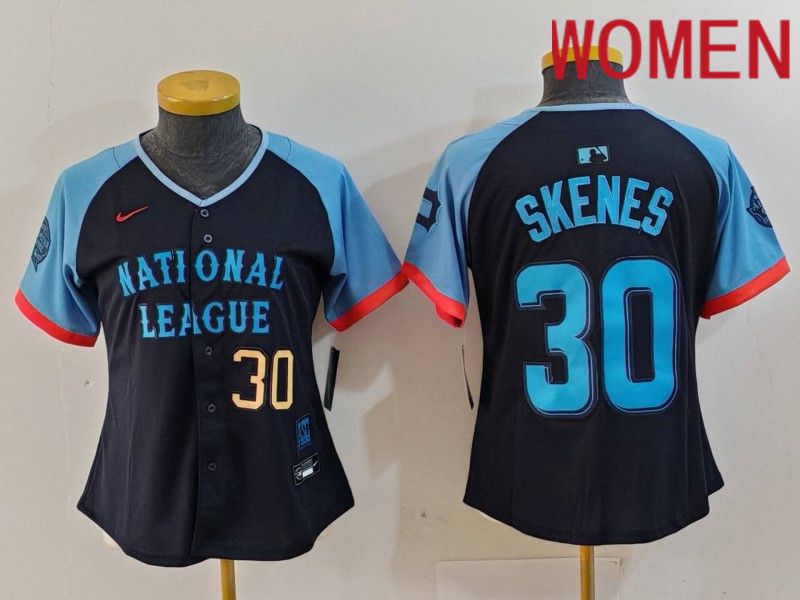 Women Pittsburgh Pirates 30 Skenes Blue All star 2024 Nike MLB Jersey style 1